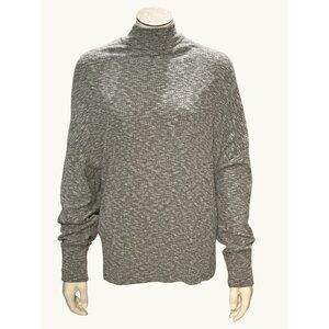 CCC Slash Neck Cut Out Back Gray Open Turtleneck Sweater Large Made In USA